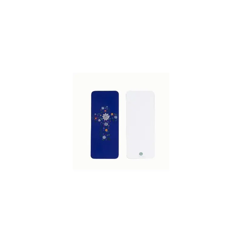 Signet de cérémonie - Croix fleurie bleue