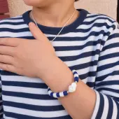 Bracelet Sacré-Coeur duo Mère-Enfant bleu & blanc - 2