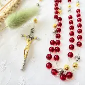 Chapelet 7 dons du Saint Esprit + notice - rouge - 1