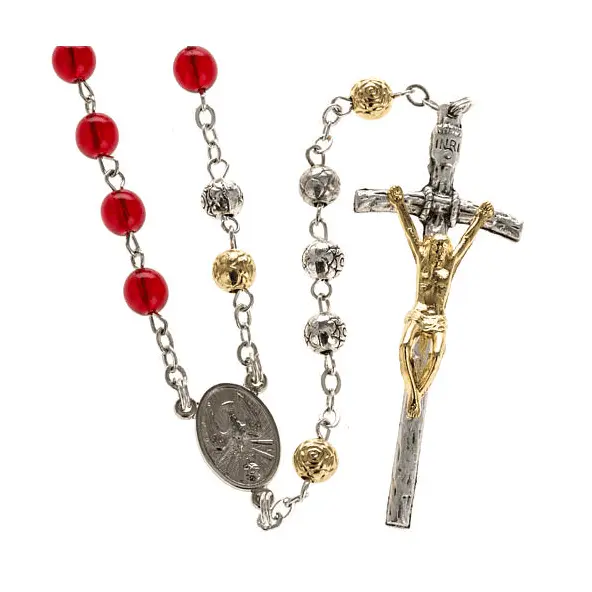 Chapelet 7 dons du Saint Esprit + notice - rouge