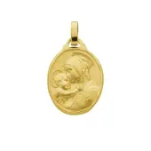 Médaille de la Vierge à l'Enfant de Botticelli ovale 21 mm - plaqué or - 2