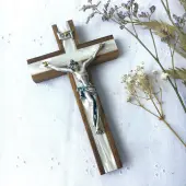 Crucifix en bois & nacre - 1