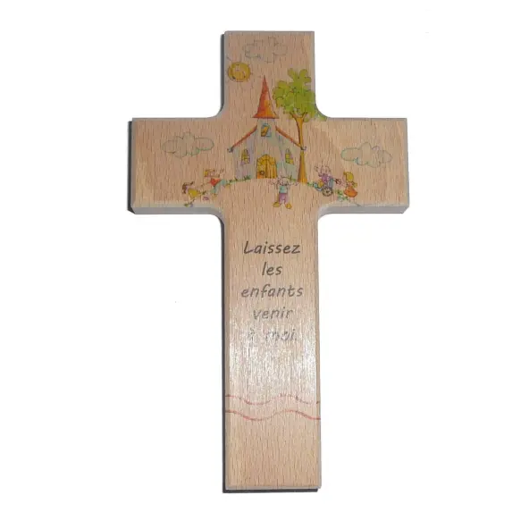 Croix artisanale en bois pour enfant