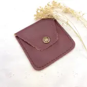 Pochette à chapelet en cuir bordeaux - 1