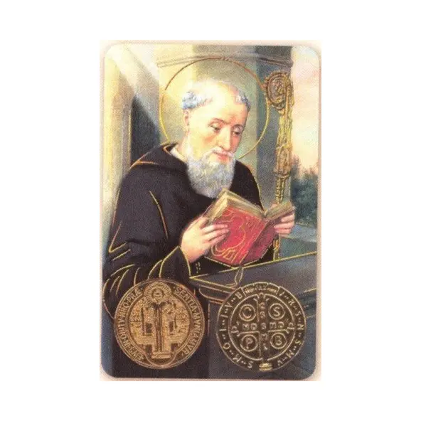 Carte de prière avec poinçon - Saint Benoît