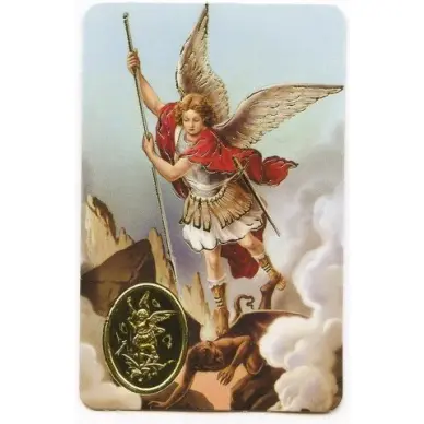 Carte de prière avec poinçon - Saint Michel